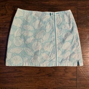 Vintage Lilly Pulitzer Shell Blue Skort Skirt Girls Size 14 90s